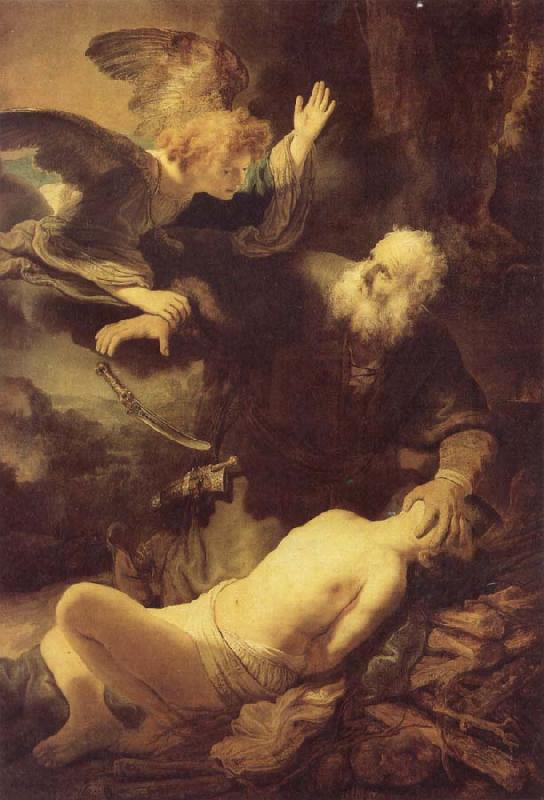 REMBRANDT Harmenszoon van Rijn The Angel Stopping Abraham from Sacrificing Isaac to God oil painting image